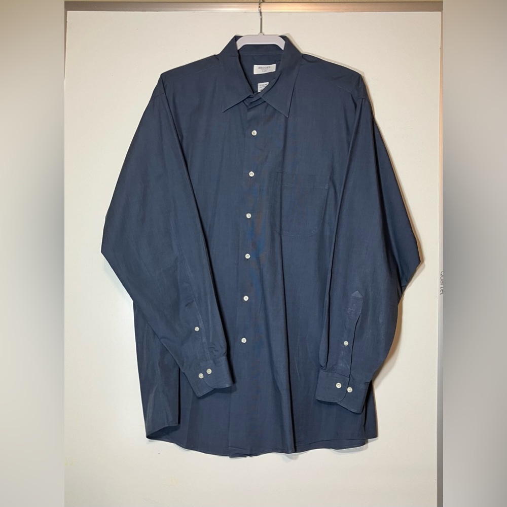 Brooks 346 men’s blue button up long sleeve dress shirt 17-34/35